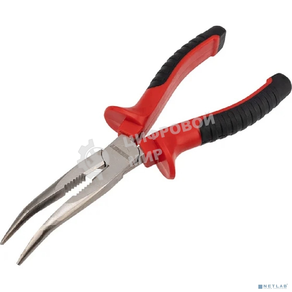 Тонкогубцы изогнутые Rexant 200 мм никелированные, двухкомпонентные рукоятки