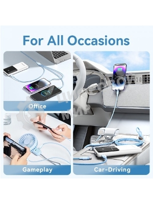 Кабель Vention 3 в 1 USB 2.0 AM/Micro-B, USB-C, Lightning M 1.5м. белый 6A, шт.