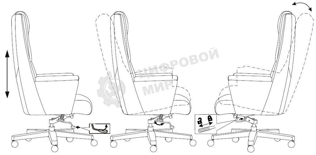Кресло руководителя Бюрократ DUKE белый, кожа, крестовина металл/дерево
