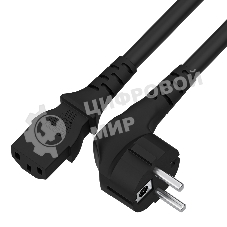 Кабель питания Greenconnect GCR-54377 PROF 2.0m, Евровилка угловая - С13, 3*1,0 мм, черный