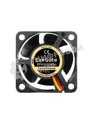 Вентилятор для корпуса ExeGate ExtraPower EP04020S3P-5 черный, 40 мм, 7000 об/мин, 30.5 дБ, 3 pin