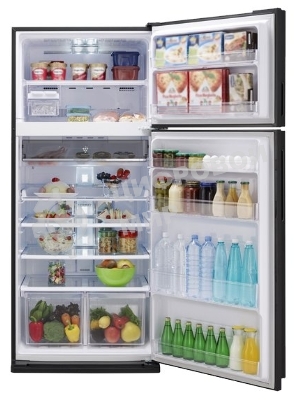 Холодильник Sharp SJ-XE59PMBK черный двухкамерный 430/148л морозилка сверху, No Frost