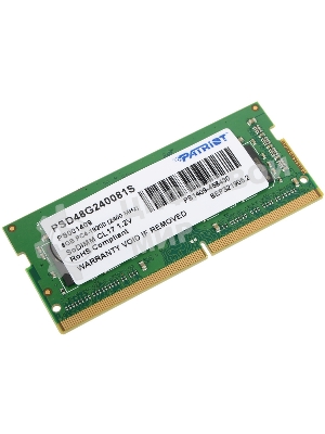 Оперативная память Patriot, DDR4, 8GB (1x8 GB), 2400 MHz, CL17, SO-DIMM