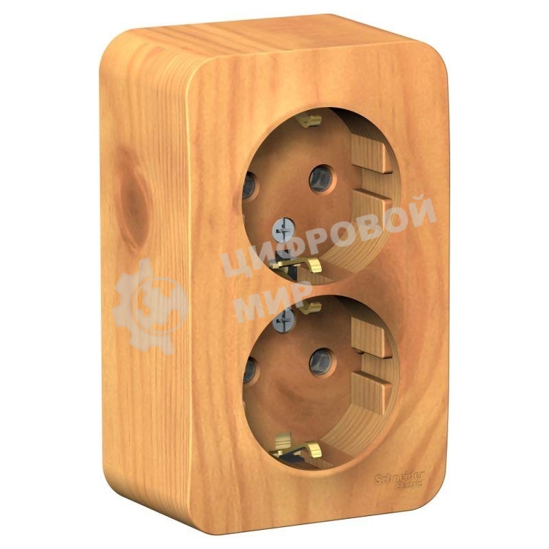 Розетка 2-ая с/з. без шторок 16А, 250 В, изолир. пластина SE Blanca наруж Ясень