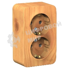 Розетка 2-ая с/з. без шторок 16А, 250 В, изолир. пластина SE Blanca наруж Ясень