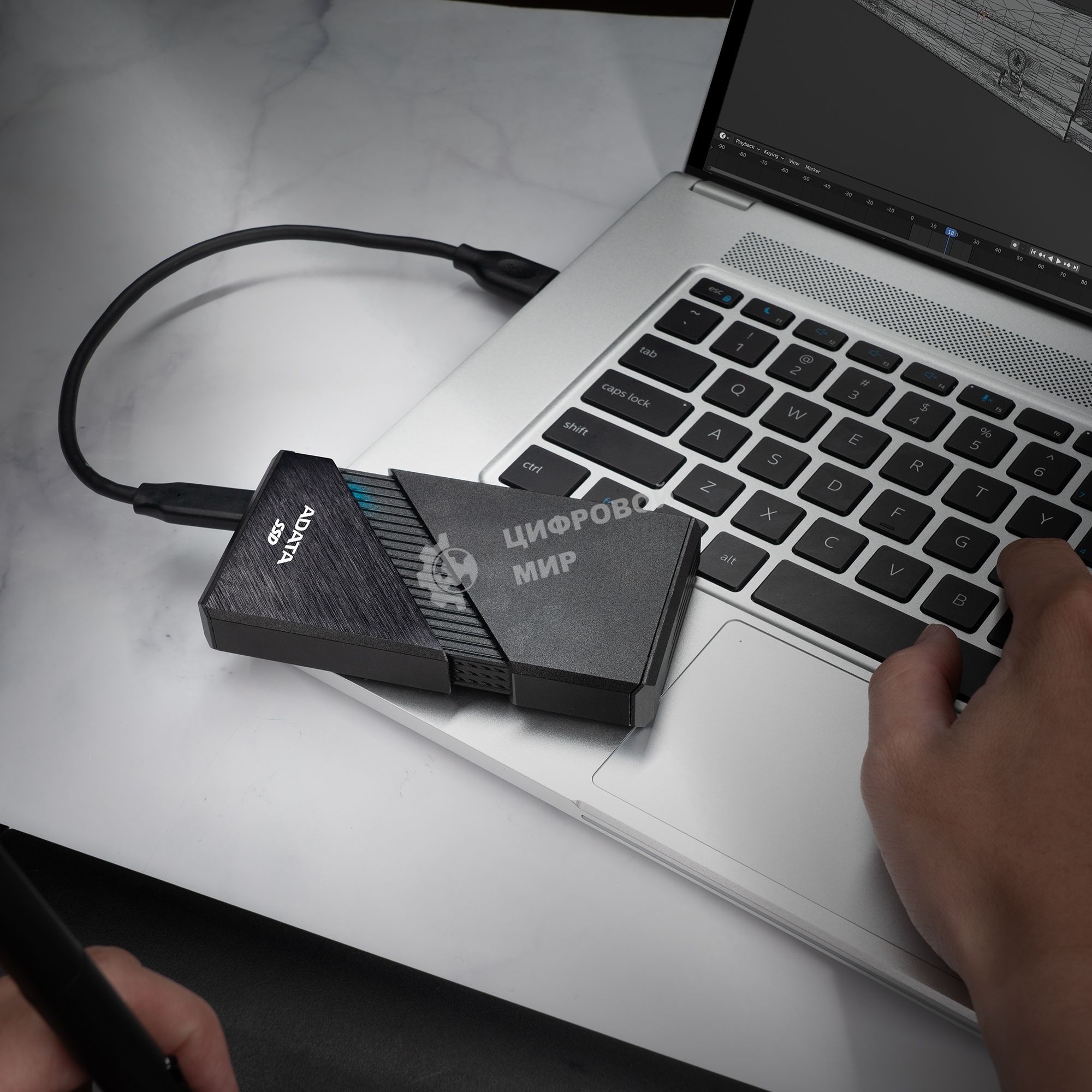 Внешний SSD ADATA SE920, 1Tb, USB 4 Type-C, R/W 3800/3700, черный