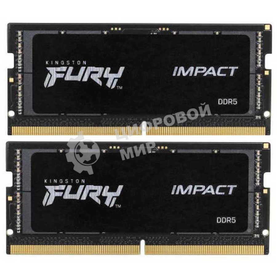 Оперативная память Kingston Fury Impact, DDR5, 32Gb (2x16 Gb), 4800 MHz, CL38, SO-DIMM