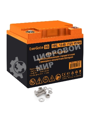 Аккумуляторная батарея ExeGate HRL 12-45 (12V 45Ah, под болт М6)