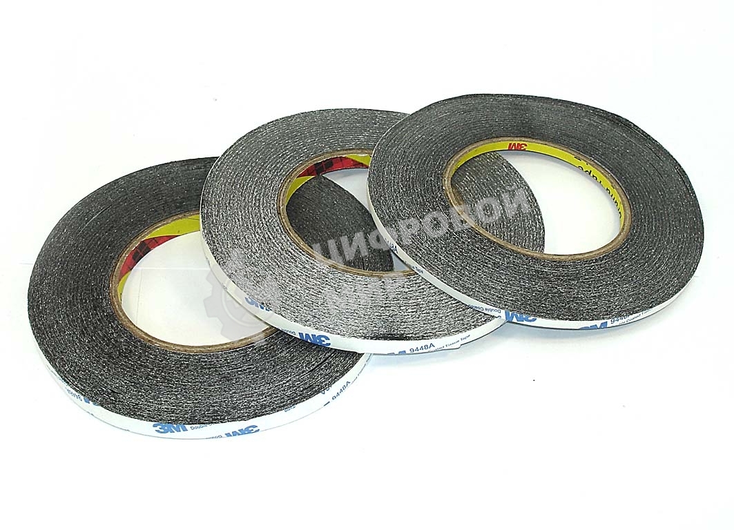 Скотч двусторонний черный 3M 9448A ширина 10мм 50м