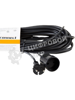 Удлинитель-шнур PROconnect ПВС 2х0.75, 20 м, б/з, 6 А, 1300 Вт, IP20, черный