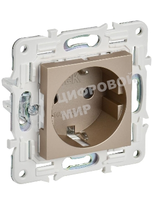 Розетка с/з без защитных шторок 16А IEK SKANDY SK-R05Sh шампань