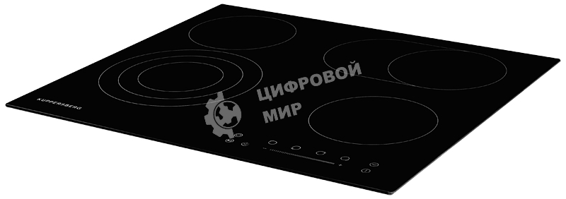 Электрическая варочная поверхность Kuppersberg ECS 623/ширина 60 см, 4 зоны ускоренного нагрева HI-Light, 1 зона с тройным расширением, 1 зона с двойным расширением, сенсорное управление+слайдер, 5 цифровых дисплея, 9 уровней мощности, автоотключение, защ