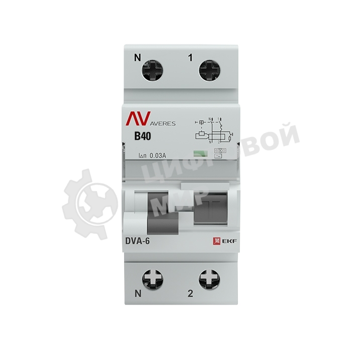 Выключатель автоматический дифференциального тока (C) Averes DVA-6 1P+N 40А/30мА тип АС 6кА