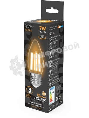 Лампа cветодиодная Filament Свеча 7W 550lm 2700К Е27 LED 1/10/50