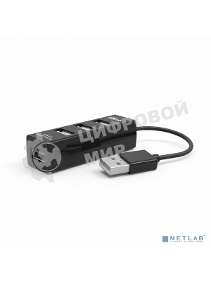 Контроллер Ritmix Разветвитель USB (USB хаб) настольный, кабель, на 4 порта USB, High speed USB 2.0, Plug-n-Play, питание от USB, 5В, скорость до 480 Мбит/с, черный (CR-2402)