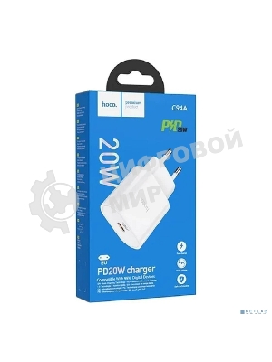 Сетевое зарядное устройство Hoco 20Вт, 3А, QC3.0/PD, 1хType-C, C94A, белый, коробка