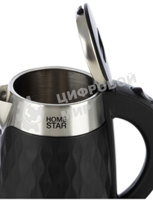 Чайник электрический Homestar HS-1021 1500 Вт, 1.7 л, нержавейка+пластик, черный, двойной корпус