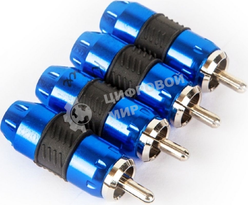Коннектор Kicx RCA-4BL Комплект из 4-х прямых металлических RCA коннекторов в упаковке, наконечники с никилерованным покрытием, диаметр под RCA кабель до 9мм. (упак.:4шт)
