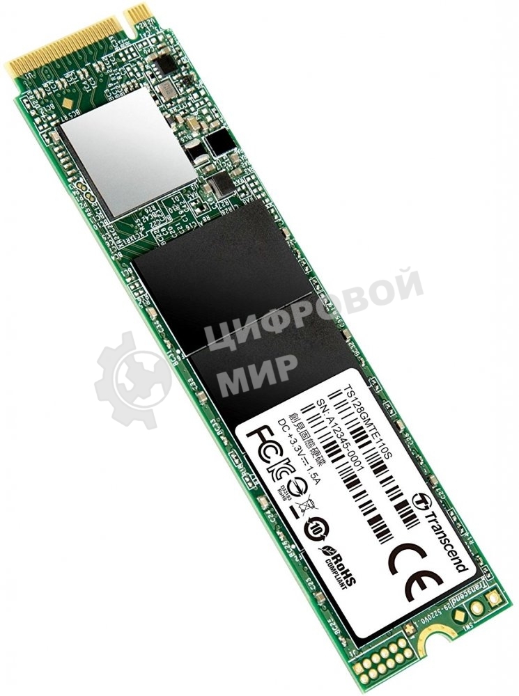 Накопитель SSD Transcend MTE110S, 128Gb, M.2 2280, PCIe 3.0 x4, NVMe, R/W 1600/400
