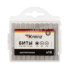 Бита шестигранная Kranz HEX-6х50 мм для шуруповерта (упак. 10 шт.)