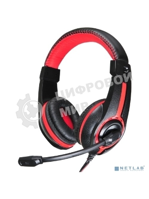 Гарнитура Oklick HS-L200 чёрный/красный, проводная, 3.5 мм