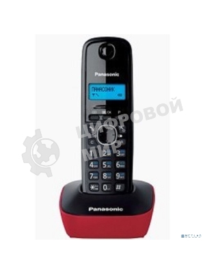Телефон беспроводной (DECT) Panasonic KX-TG1611RUR (красный) АОН, Caller ID,12 мелодий звонка,подсветка дисплея,поиск трубки