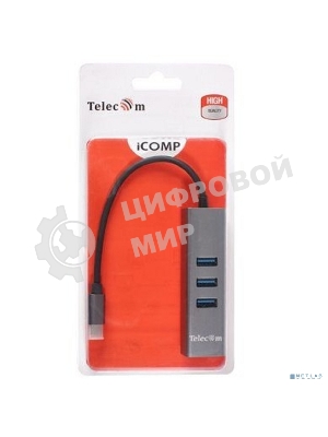 Переходник Telecom USB 3.1 Type-C -->RJ-45 1000Mbps +3 USB3.0, Aluminum Shell, 0.2м Telecom TA311C