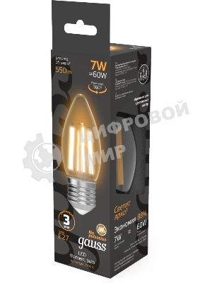 Лампа cветодиодная Filament Свеча 7W 550lm 2700К Е27 LED 1/10/50