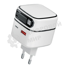 Сетевое зарядное устройство Qumo Energy PD 35Вт (Charger 0092), USB-A QC4 + 2 USB Type-C PD (один встр,кабель), цвет белый