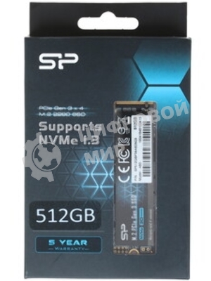Накопитель SSD Silicon Power P34A60, 512Gb, M.2 2280, PCIe 3.0 x4, NVMe, R/W 2200/1600