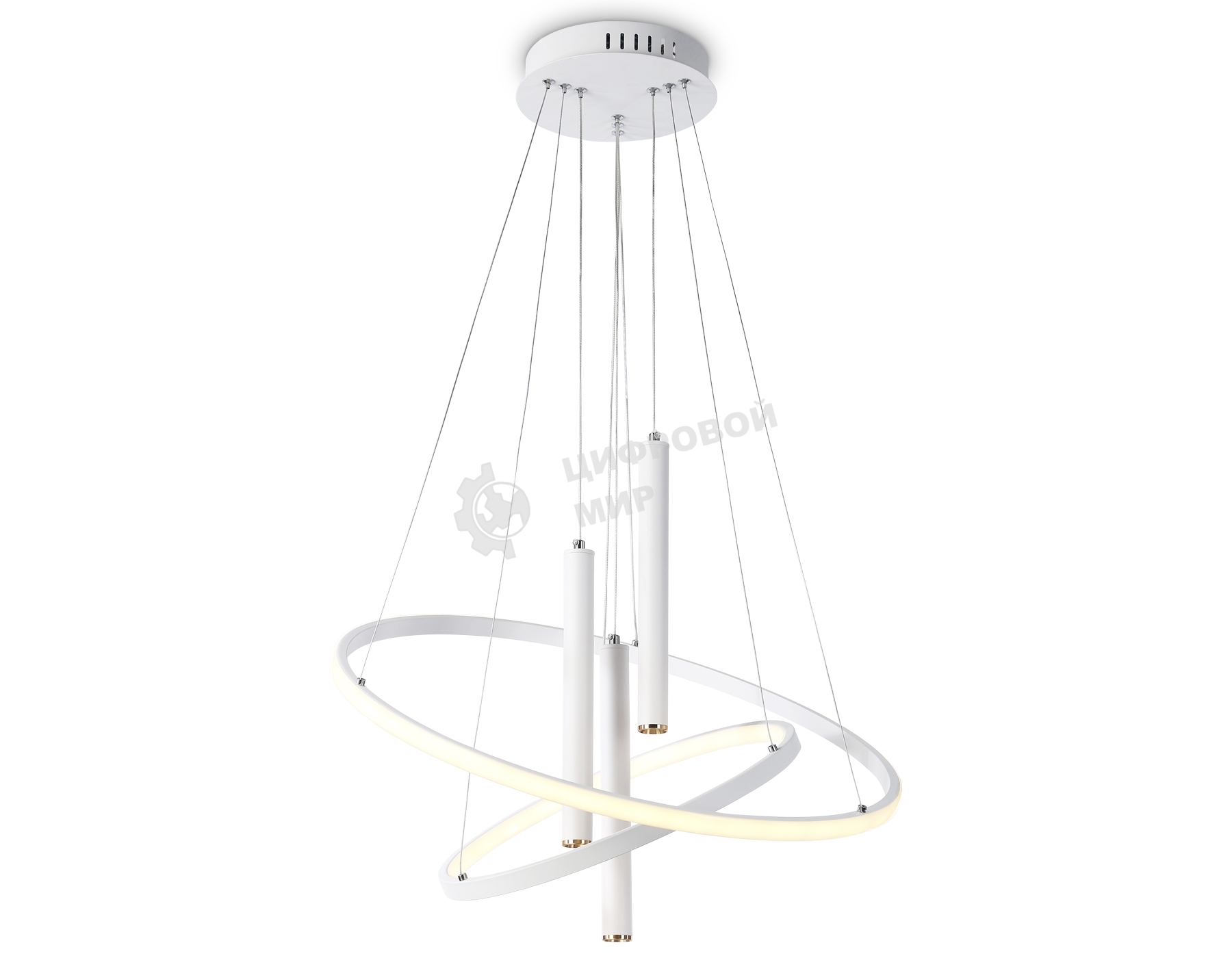 Подвесной светодиодный светильник Ambrella light FL5371/2+3 WH белый 93W 3000K/4200K/6400K+4200K D600/400*1200 (ПДУ ИК)