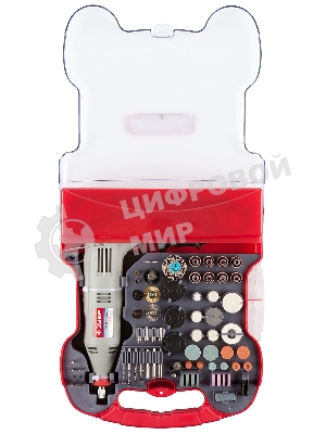 Прямошлифовальная машина (гравер) Зубр Гравер ЗГ-130ЭК H172 электрический с набором мини-насадок в кейсе, 172 предмета