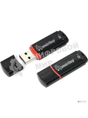 Флешка USB Smartbuy Crown black (SB32GbCRW-K), 32Gb, USB 2.0, R/W 15/5, черный/красный