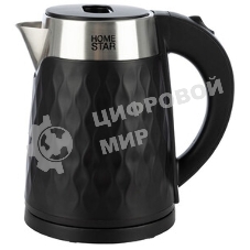 Чайник электрический Homestar HS-1021 1500 Вт, 1.7 л, нержавейка+пластик, черный, двойной корпус
