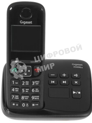 Радиотелефон Dect Gigaset AS690A DUO черный (труб. в компл.:2шт) автооветчик АОН