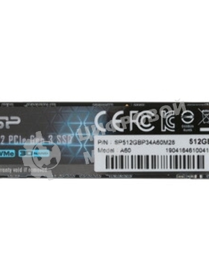 Накопитель SSD Silicon Power P34A60, 512Gb, M.2 2280, PCIe 3.0 x4, NVMe, R/W 2200/1600
