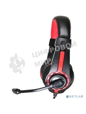 Гарнитура Oklick HS-L200 чёрный/красный, проводная, 3.5 мм