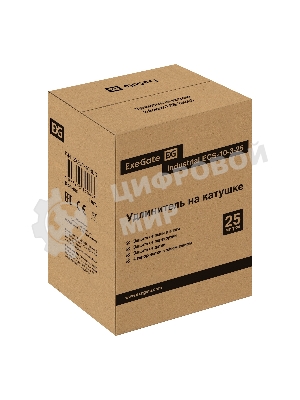 Удлинитель на катушке ExeGate industrial ECS-10-3-25 (4 евророзетки с заземлением, IP20, 25 м, защита от детей, защита от перегрузки, 3х1,0 мм2, 10А/2.3 кВт)