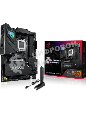 Материнская плата ASUS ROG STRIX B850-F GAMING WIFI, AM5, AMD B850, 4xDDR5, 2xSATA, 4xM.2, 1xPCIe 5.0 x16, 1xPCIe 4.0 x16, 1xPCIe x4, 1xDP, 1xHDMI, 1x2.5Gb LAN, 1xUSB-C 20Gbps, 1xUSB-C 10Gbps, 3xUSB-A 10Gbps, 4xUSB 5Gbps, 4xUSB 2.0, 3x3.5 мм, 7.1, ATX
