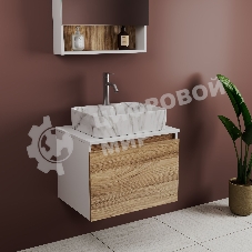 Комплект: тумба Bau Dream Blackwood 60, 1 ящик, раковина прямоугольная BAU Cerama 48х37, мрамор, смеситель Hotel Dream, нерж сталь