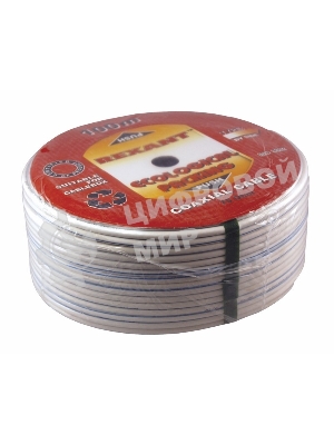 Кабель коаксиальный Rexant DG 113, Cu/Al/Cu, 75%, 75 Ом, бухта 100 м, белый