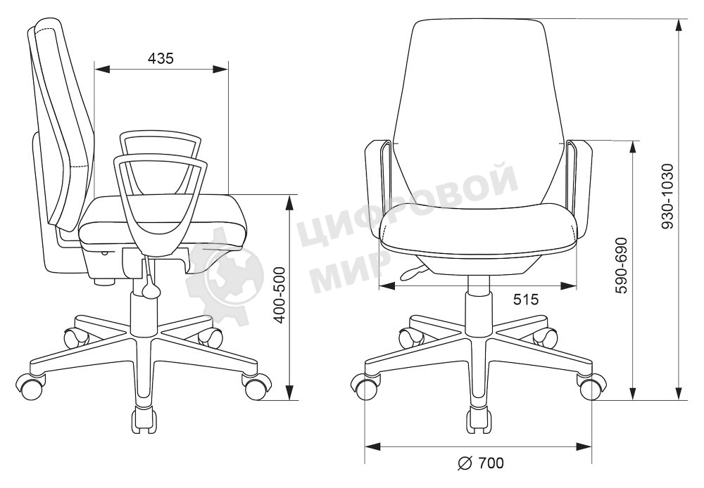 Кресло компьютерное Бюрократ CH-545 черный 38-418, крестовина пластик