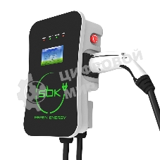 Зарядная станция S'OK Green Energy серии M3W Wallbox EV Charger SM3W10732542-7, 1-фаза, 7кВт (32А/220В), OCPP 1.6J, уровень защиты IP54, кабель 7.5м