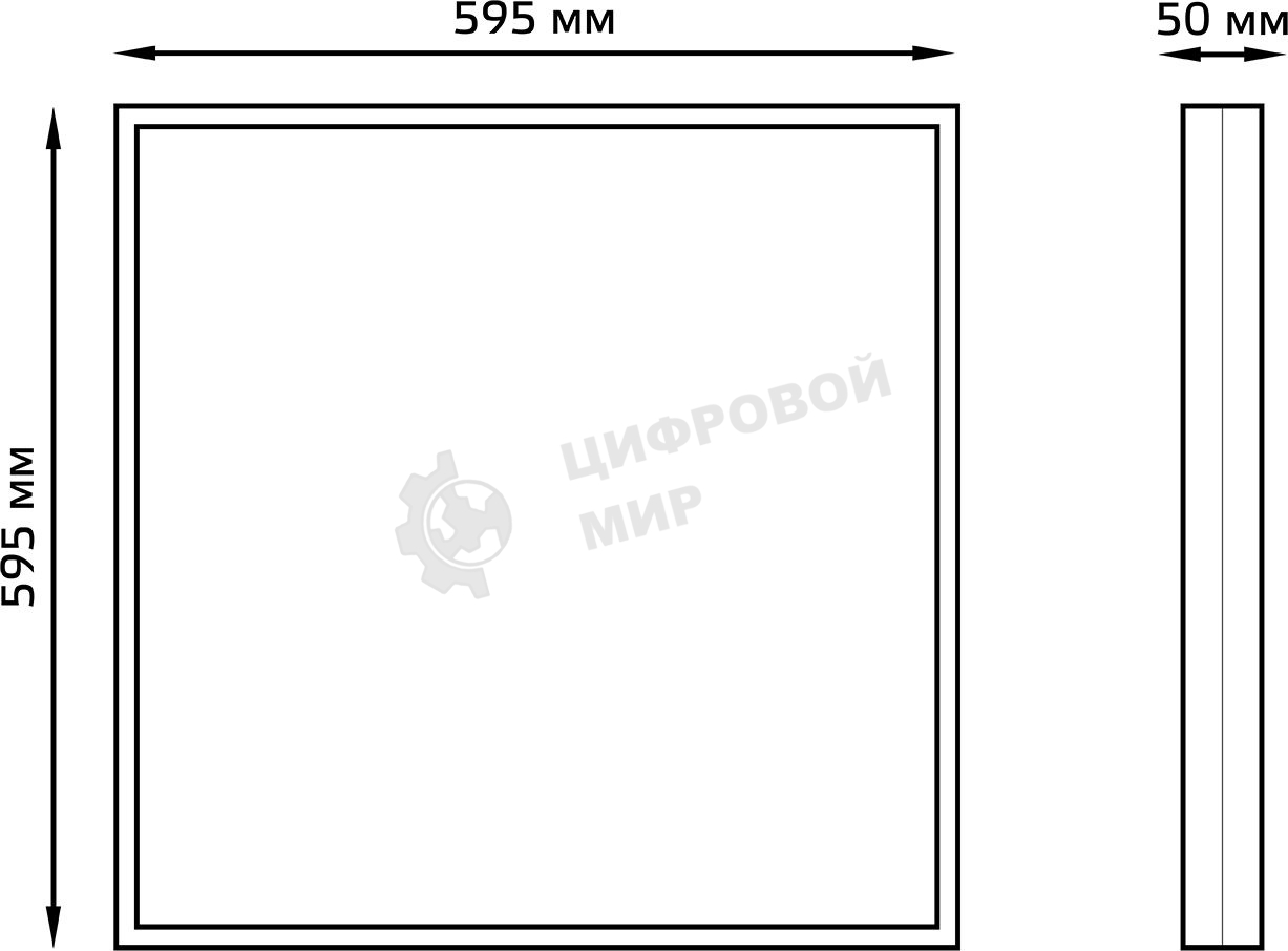 Светильник светодиодный универсальный Gauss LED ДВО 30 Вт MiR 3700 Лм 5000К 595х595х50 мм IP40 призма Guss