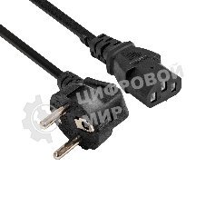 Кабель питания ExeGate Power PC-1P (Евровилка угловая Schuko->C13, VDE-250V-3*0.5мм2, медь, черный, 6A, 1м)