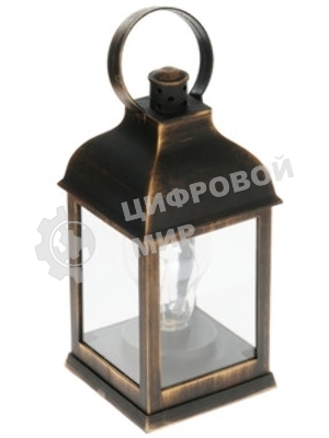 Декоративный фонарь Neon-night с лампочкой, бронзовый корпус, размер 10.5х10.5х22,5 см, цвет теплый белый