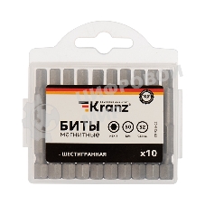 Бита шестигранная Kranz HEX-5х50 мм для шуруповерта (упак 10 шт.)