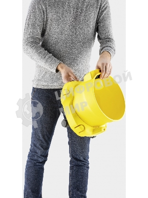 Строительный пылесос Karcher WD 2 Plus V-12/4/18 желтый, 1000 Вт, уборка сухая/сбор воды, пылесборник мешок/контейнер, 12 л