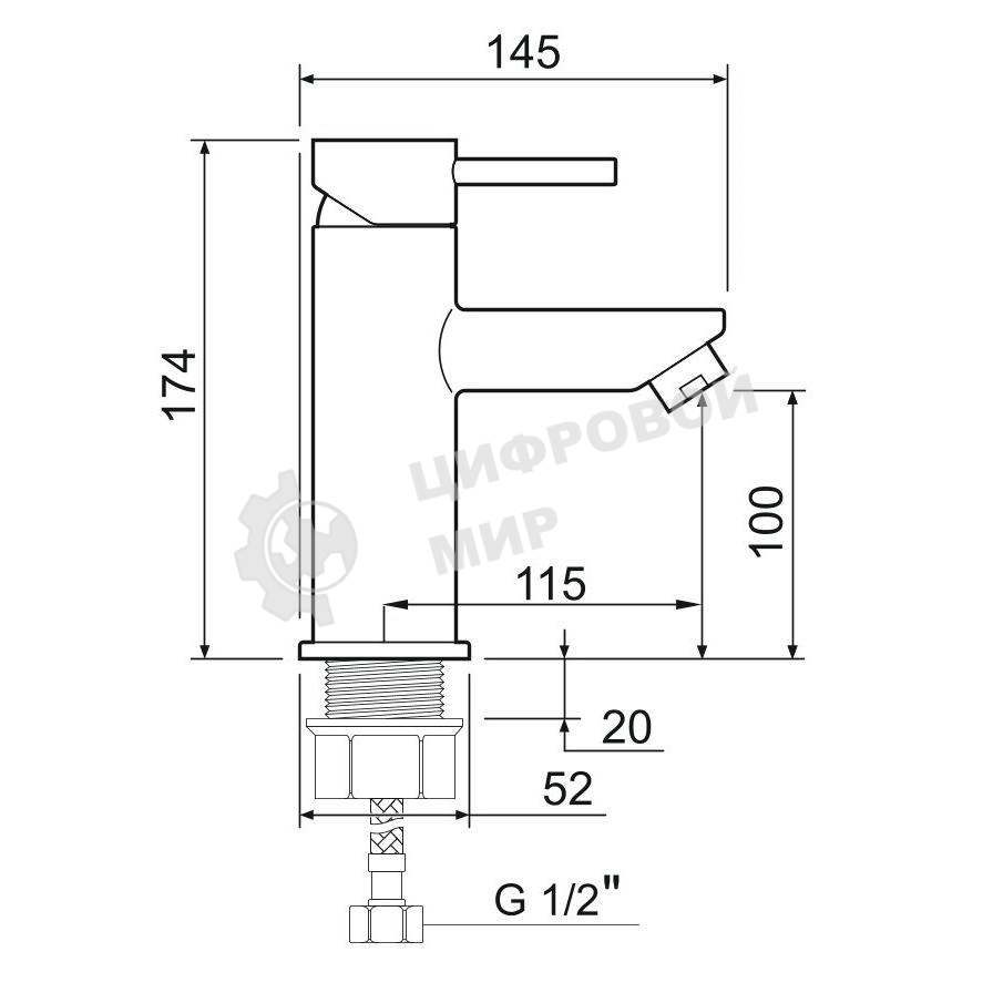 SUS124BL-001F Смеситель для умывальника, ø35