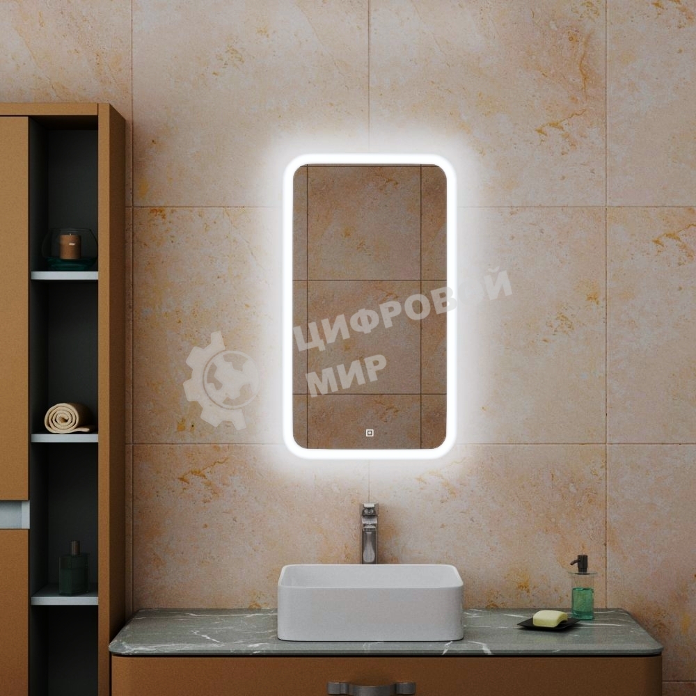 Зеркало Bau Stil 40х70, сенсорная LED подсветка, пластиковый защитный корпус